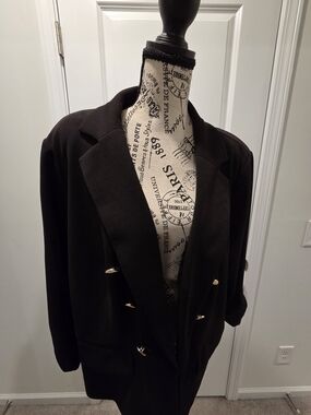 Black Double-Breasted Women's Blazer with Gold Buttons